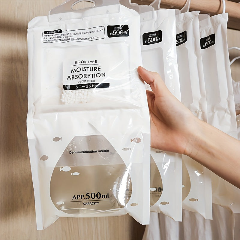 5-Unidades de Bolsas Desecantes de Cloruro de Calcio EcoDry - Alta Eficiencia de Absorción de Humedad, No Eléctricas, Eliminador de Olores para Armarios, Vestidores y Espacios Pequeños