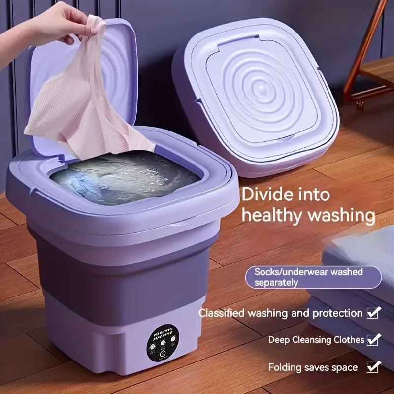 1 lavadora compacta plegable, ideal para viajes en auto y residencias. Diseño ahorrador de espacio para espacios pequeños. Electrodoméstico portátil perfecto para lavar ropa interior, calcetines y prendas delicadas sobre la marcha