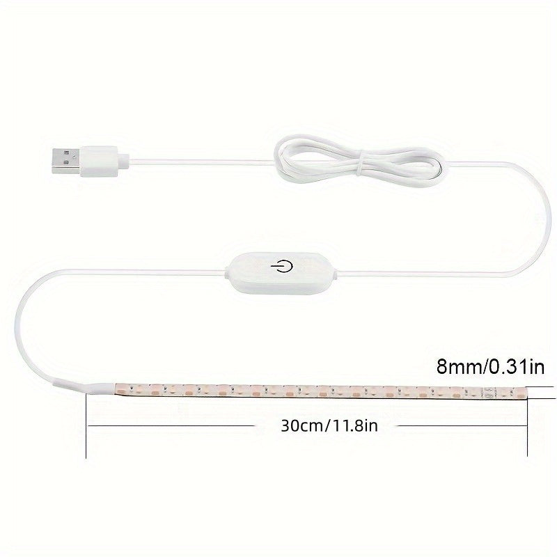 Tira de Luz Flexibles para Máquina de Coser, 0.3m/0.5m con Interruptor Táctil LED, Kit de Luz de Trabajo para Costura, Alimentado por USB DC5V, con Etiqueta Adhesiva, Adecuado para Todas las Máquinas de Coser, Fuente de Luz Integrada, Sin Batería Necesar