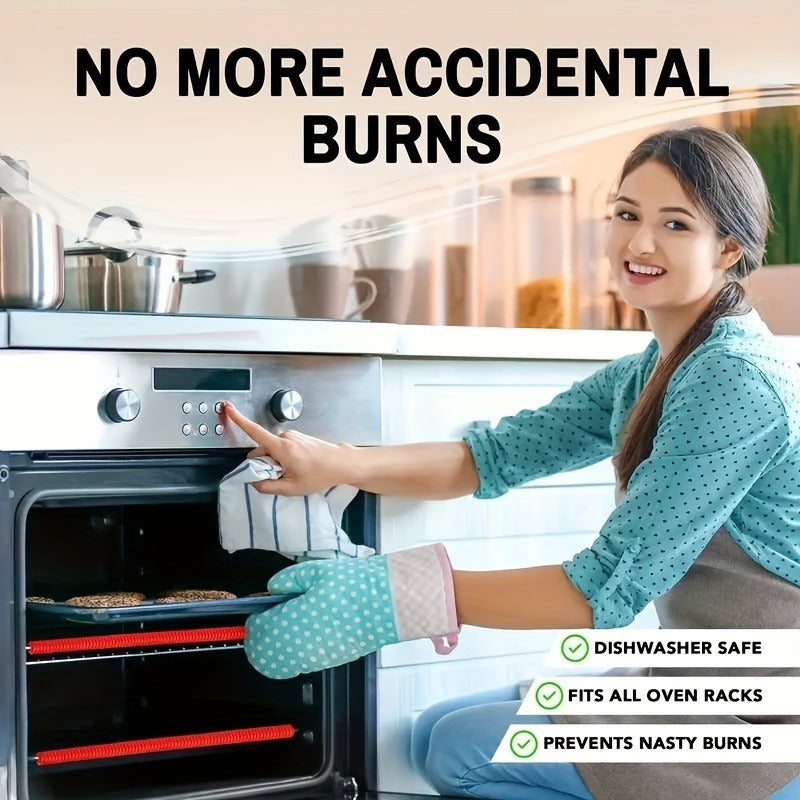 4pcs Protectores de Rejilla de Horno de Silicona - Tiras de Aislamiento Térmico Ajustables, Protectores de Seguridad Anti-Escaldaduras para Uso en Cocina