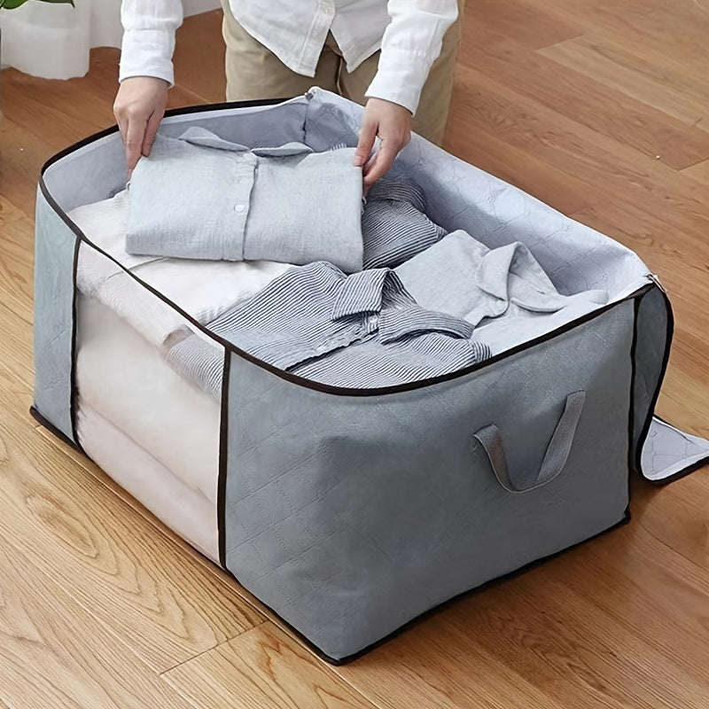 Bolsa de almacenamiento de gran capacidad con bolsillo interior, para ropa y edredones, plegable, con asa reforzada, cremallera resistente, adecuada para guardar ropa, edredones, mantas, sábanas, etc., Almacenamiento debajo de la cama