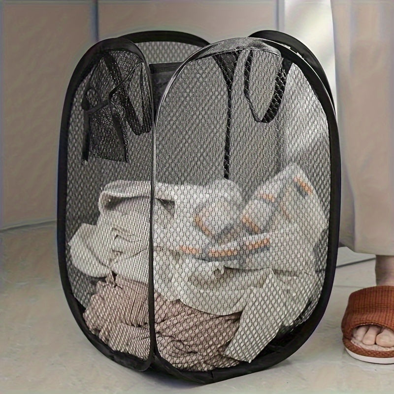 Diseño Elegante, Cesta de Lavandería de Malla Pop-Up de Gran Tamaño con Asas - Ligera, de Alta Capacidad para Baño, Dormitorio y Almacenamiento en Residencias Universitarias