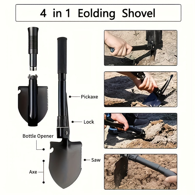 Palas de Jardinería Plegable Resistente - Pala y Espátula Multifuncional con Diseño Compacto, Herramienta Portátil para Camping, Jardinería y Excavación - Ahorra Espacio para Profesionales y Uso Doméstico, Esencial para Camping, Mango Ergonómico, Cabeza