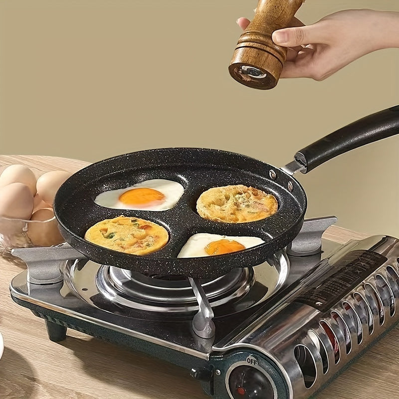 Una Sartén Antiadherente de Forma Corazón con 4 Compartimentos, Olla para Desayuno de Huevos y Tortitas de Hierro Fundido, Apta para Pizza y Postres, Utensilios de Cocina Sin Carga, Adecuados para Uso Doméstico y en Restaurante