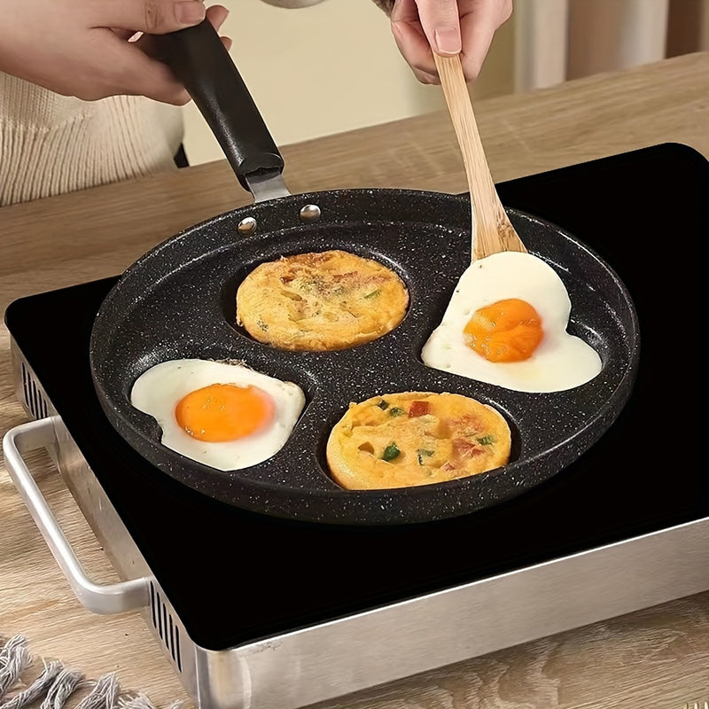 Una Sartén Antiadherente de Forma Corazón con 4 Compartimentos, Olla para Desayuno de Huevos y Tortitas de Hierro Fundido, Apta para Pizza y Postres, Utensilios de Cocina Sin Carga, Adecuados para Uso Doméstico y en Restaurante