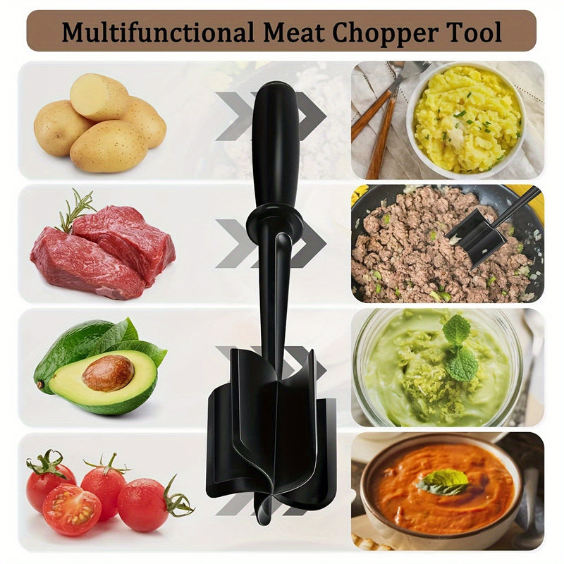 Rebanador de Carne de Silicona de Alta Calidad 1pz - Resistente al Calor hasta 430°F, Sin Olor, Libre de Bisfenol A, Utensilio de Cocina para Viaje en RV, Trituradora de Carne, Patatas y Hamburguesas - Herramienta de Mezcla Manual sin Electricidad