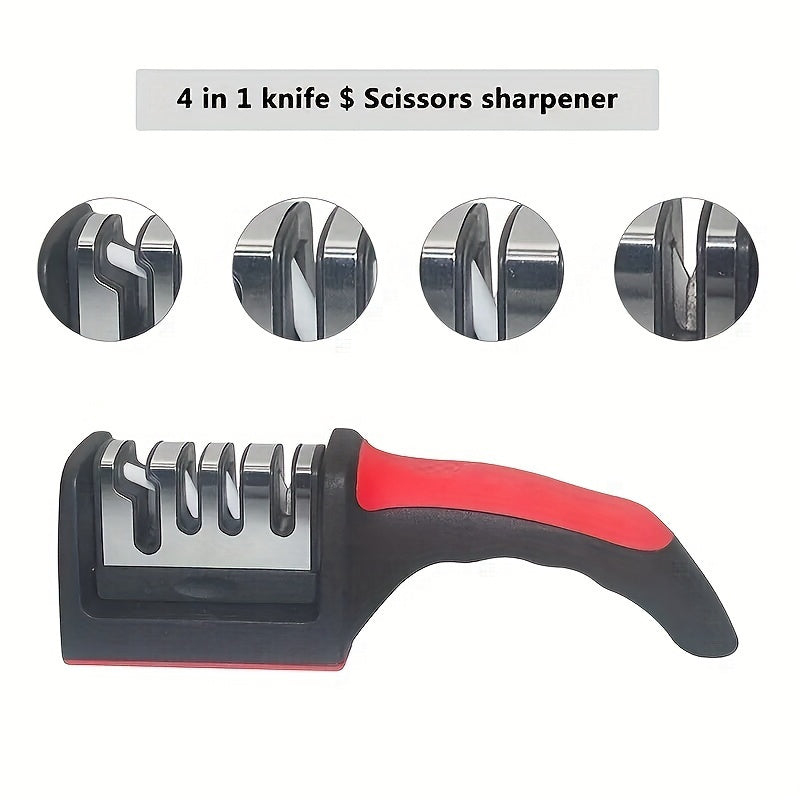 Afilador profesional de cuchillos de cocina de 4 etapas con cuchillas de acero de tungsteno, construcción de hierro fundido, herramienta de afilado duradera y eficiente para uso en el hogar y en restaurantes