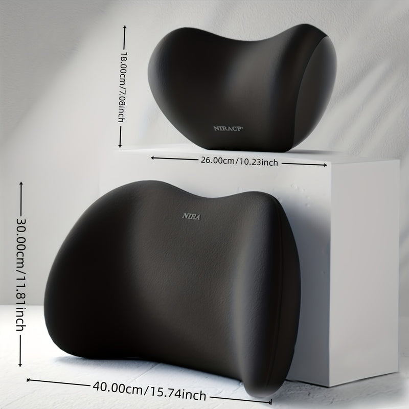 Kit de Confort Ergonómico para Asiento de Coche de 1 Pieza - Reposacabezas de Espuma con Memoria, Soporte Lumbar y Almohada para Hombros para una Experiencia de Conducción Mejorada, Mejora de Asiento de Coche|Accesorio de Coche Moderno|Material de Lona D