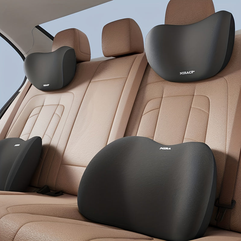 Kit de Confort Ergonómico para Asiento de Coche de 1 Pieza - Reposacabezas de Espuma con Memoria, Soporte Lumbar y Almohada para Hombros para una Experiencia de Conducción Mejorada, Mejora de Asiento de Coche|Accesorio de Coche Moderno|Material de Lona D
