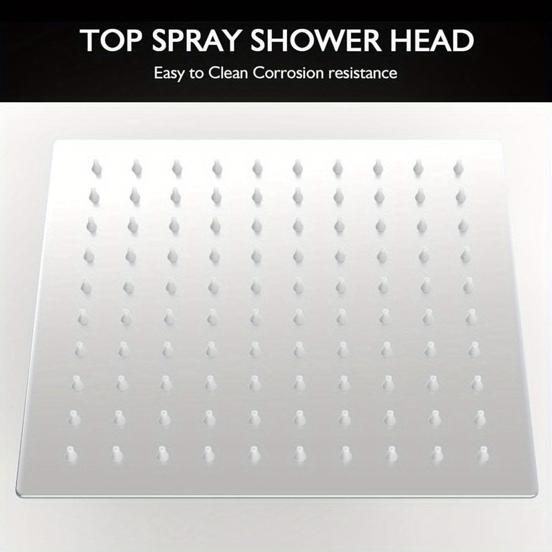 Rociador de Ducha Cuadrado Lujoso de 19.81cm - Acero Inoxidable, Chorro Ultrafino de Alta Presión, Instalación Fácil en Pared para una Experiencia de Baño Refrescante, Accesorios de Ducha