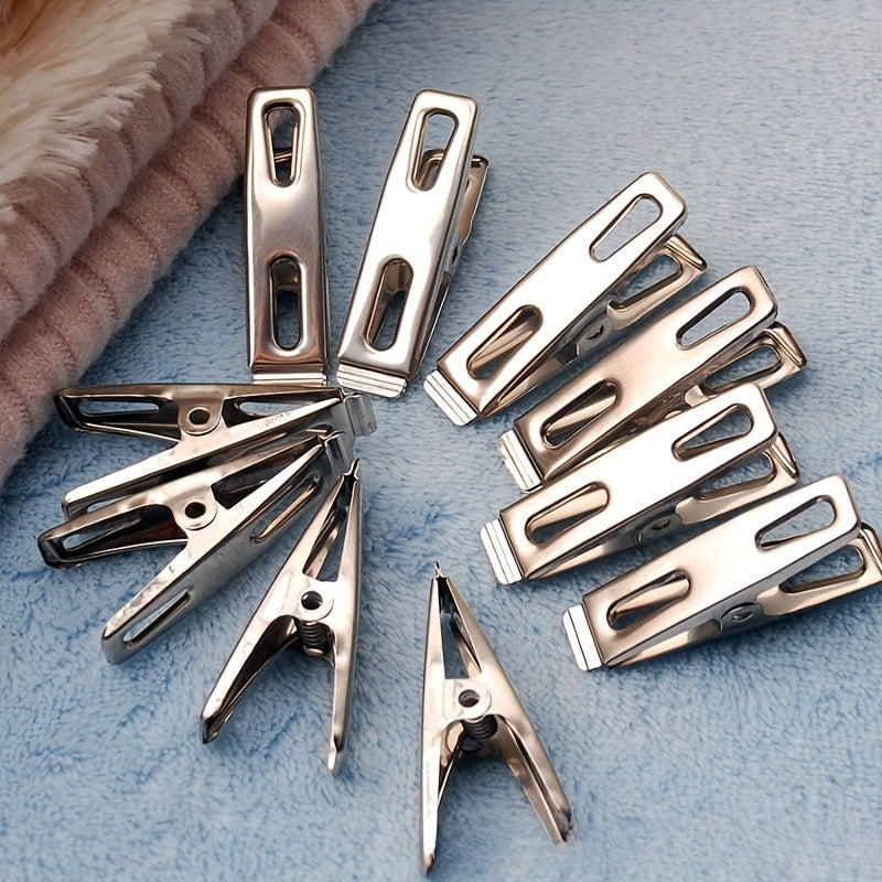 20 piezas de ganchos de ropa de acero inoxidable - Clips metálicos antiviento y resistentes a la herrumbre para secado y almacenamiento eficientes, ideales para uso doméstico, clips de secado | Clips de acero inoxidable | Clips resistentes a la herrumbre