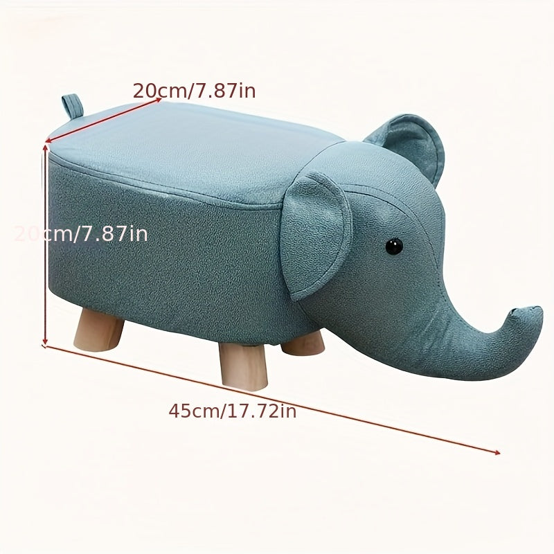 Pequeño taburete de madera sólida, disponible en cuatro colores, taburete bajo de elefante de dibujos animados, taburete pequeño de moda para el salón de casa, taburete creativo de forma única.