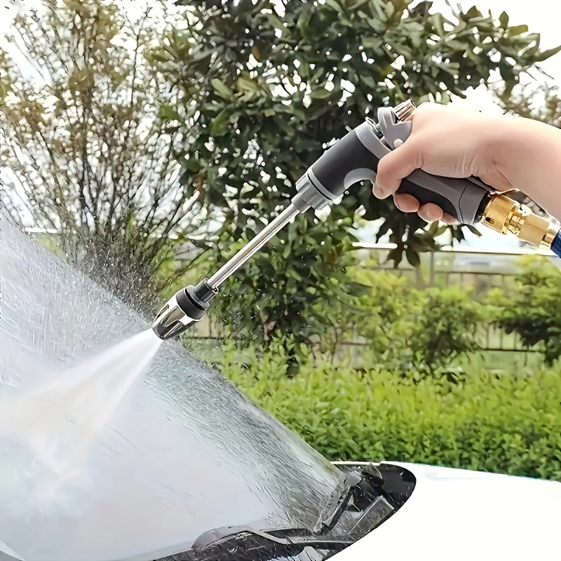 1 unidad de pistola de lavado a presión ProClean para autos, con varilla ajustable y reforzada, adaptadores rápidos de 3/4" y 1/2", boquilla multifuncional para manguera de jardín, limpieza de autos y mascotas, plástico duradero, solo lavado a mano, acce