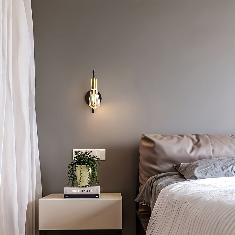 2 piezas de luz de pared semi-incluida de hierro forjado retro, estilo industrial, candelabro de satélite, luz de techo clásica para el hogar, base de bombilla E26/E27, iluminación multifuncional elegante de doble cabeza para dormitorio, estudio, cocina,