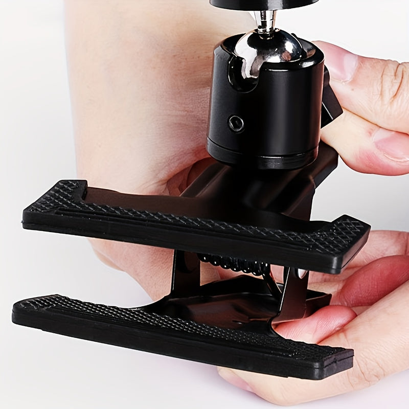Soporte para Smartphone con Cabezal de Guitarra Giratorio 360° - Abrazadera Ajustable, Soporte para Transmisiones en Vivo y Grabación, Material PE Negro, Compatible con Escritorio y Uso con Trípode, Fotografía Móvil|Soporte Versátil para Smartphone|Mater