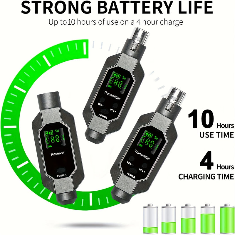 Transmisor y receptor XLR inalámbricos y transmisor y receptor inalámbricos para guitarra, adaptador de micrófono recargable para micrófono dinámico, mezclador de audio, bajo eléctrico.