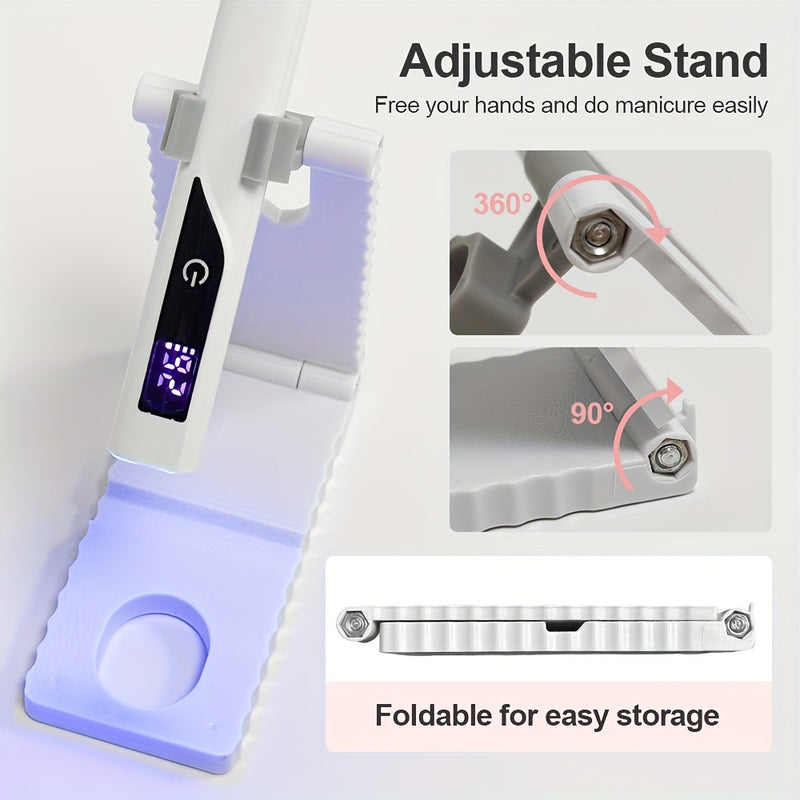 Linterna LED Profesional para Uñas, Luz de Curado de Esmalte en Gel Recargable USB con Pantalla LCD y Temporizador 60 Seg/90 Seg - Herramientas y Equipo para Arte de Uñas
