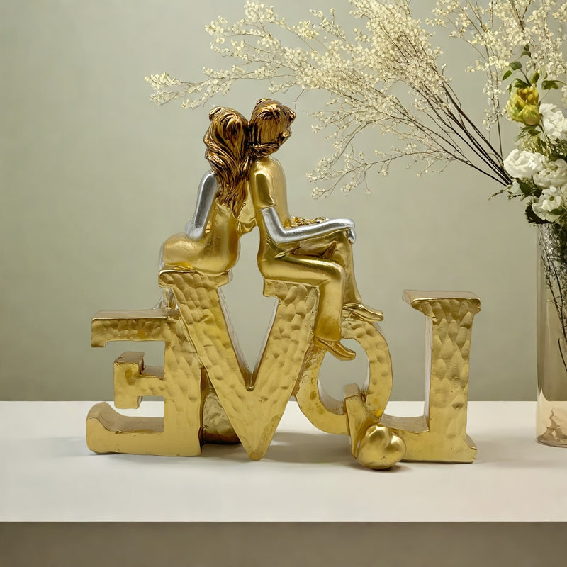Figurita de resina de pareja con amor - Decoración romántica para el Día de San Valentín, aniversarios, bodas y más - Regalo perfecto para los seres queridos - Uso interior/exterior - No se necesita electricidad, decoraciones de amor