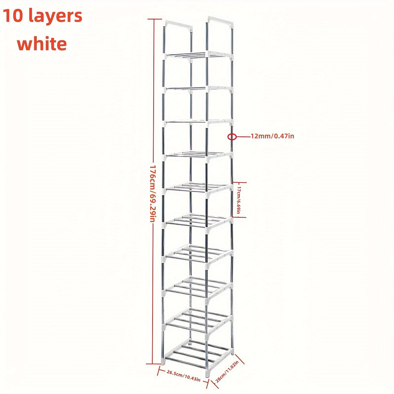 1pc Zapatero de 10 Niveles, Zapatero para Entrada, Almacenamiento Sencillo de Zapatos en Casa, Estante Multifuncional Ahorra Espacio, Adecuado para Puerta, Dormitorio, Baño, Oficina, Pasillo, Apartamento, Residencia Estudiantil, Garaje, etc. Regalos de H