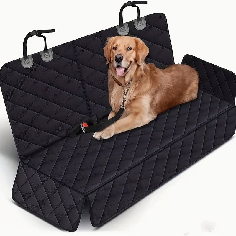 Funda para asiento de auto para perros, impermeable y acolchada de lujo, protectora de asientos traseros largos, antideslizante, compatible con la mayoría de autos, camionetas y SUV con apoyabrazos central