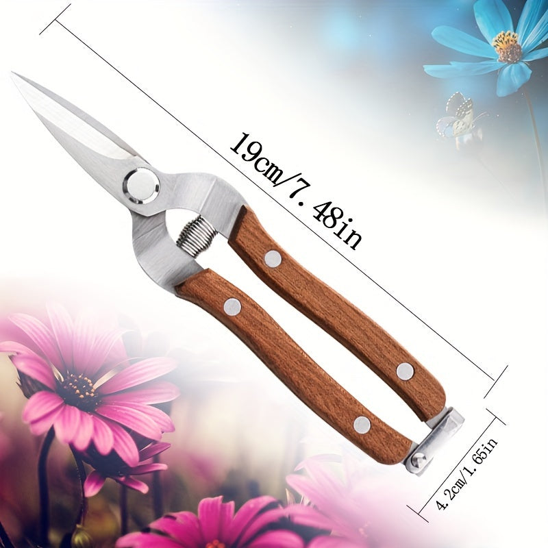Tijeras de jardín clásicas con acción de resorte automática y cuchillas de acero inoxidable - Manijas ergonómicas para podar sin esfuerzo, injertar y frutificar - Ideales para huertos, jardines y cuidado de césped, podaderas