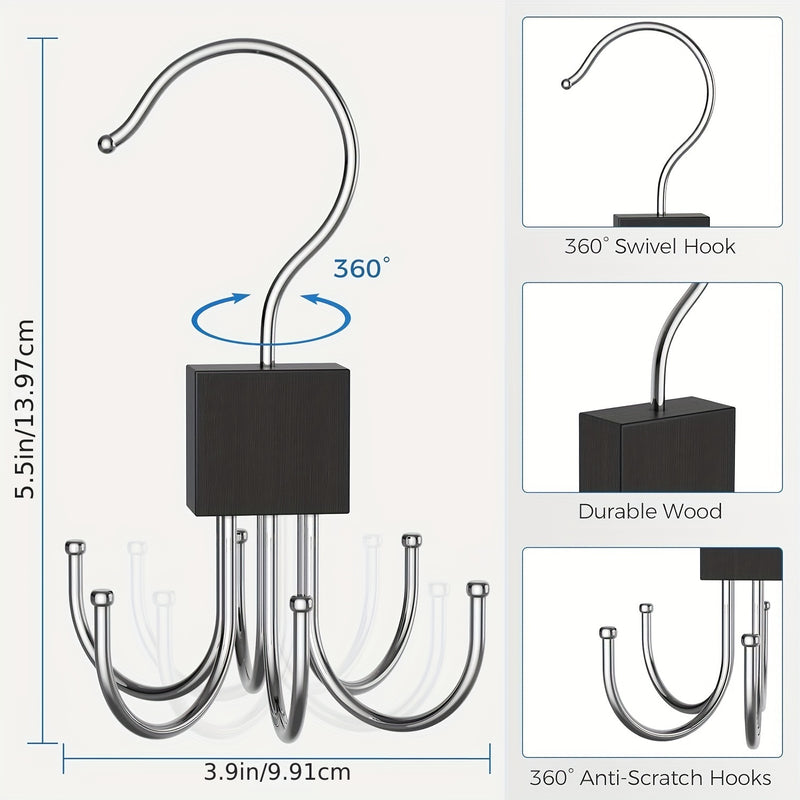 1pc / 2pcs Gancho de Almacenamiento de Bolsas Multi-Garras, Estante de Almacenamiento de Metal para Corbatas, Cinturones, Almacenamiento y Organización Doméstica para Dormitorio, Armario, Guardarropa, Hogar, Residencia Universitaria