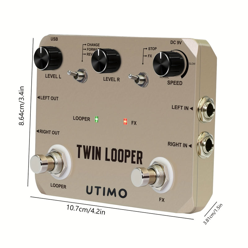 Pedal de Efectos para Guitarra Eléctrica Twin Looper con 11 Estilos y Grabación de hasta 10 Minutos