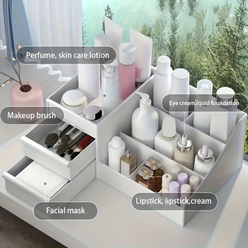 Organizador de Cajón Práctico y de Gran Capacidad para Cosméticos y Cuidado de la Piel - Solución de Almacenamiento Ajustable y Multiusos para Esenciales de Baño