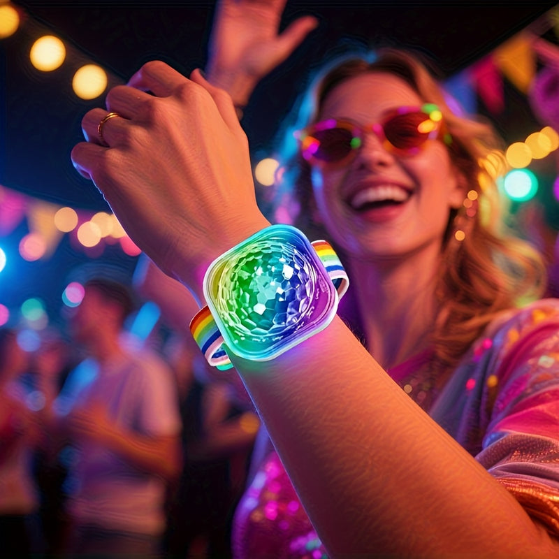 2 piezas de luces mini bola disco RGB con voz activada, anillos luminosos para manos, control por voz y botón pulsador, 7 modos de luz, recargable USB, ideal para hogar, fiestas, karaoke, bodas, clubes e iluminación festiva
