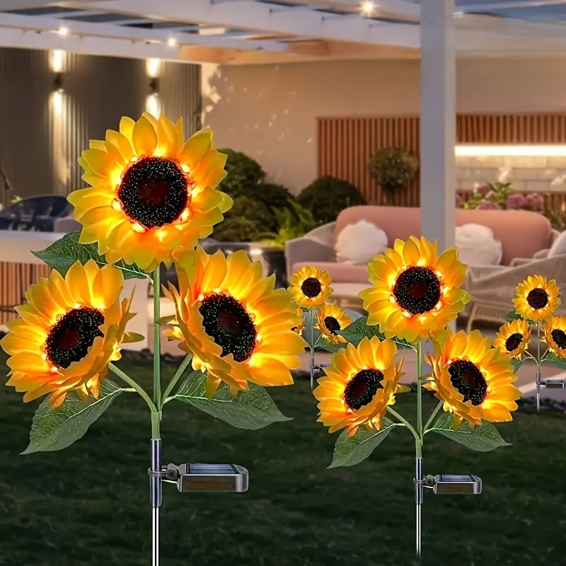 Luces solares de jardín con forma de girasol y luces LED para paisajes en patios, jardines y céspedes