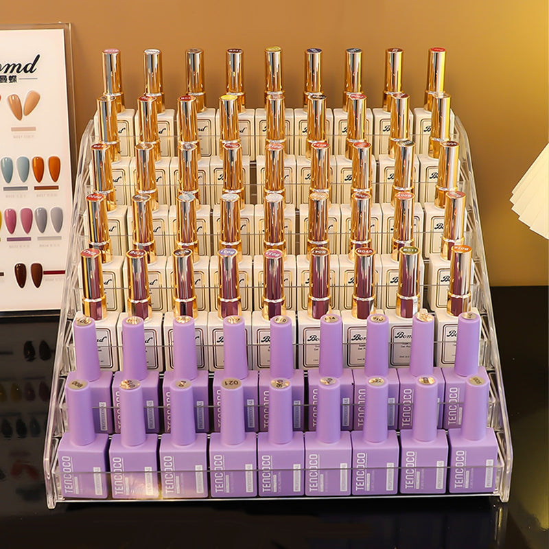 1pc Soporte De Exhibición De Esmalte De Uñas Para Herramientas De Manicura, Caja De Almacenamiento De Pegamento Para Esmalte De Uñas, Organizador De Escritorio De Cosméticos De Sombra De Ojos De Tienda De Uñas