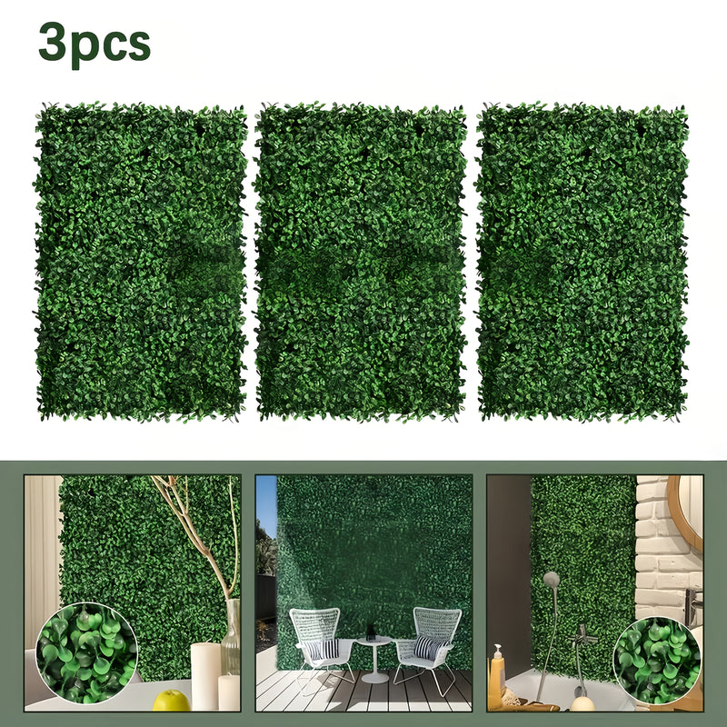 3 piezas de césped artificial de hojas de maní, tapete de pared de mijo de boj simulado expandible, material PE, resistente a los rayos UV, fácil de retirar, decoración para fiestas al aire libre, reuniones, festivales, bodas y cumpleaños, decoración de