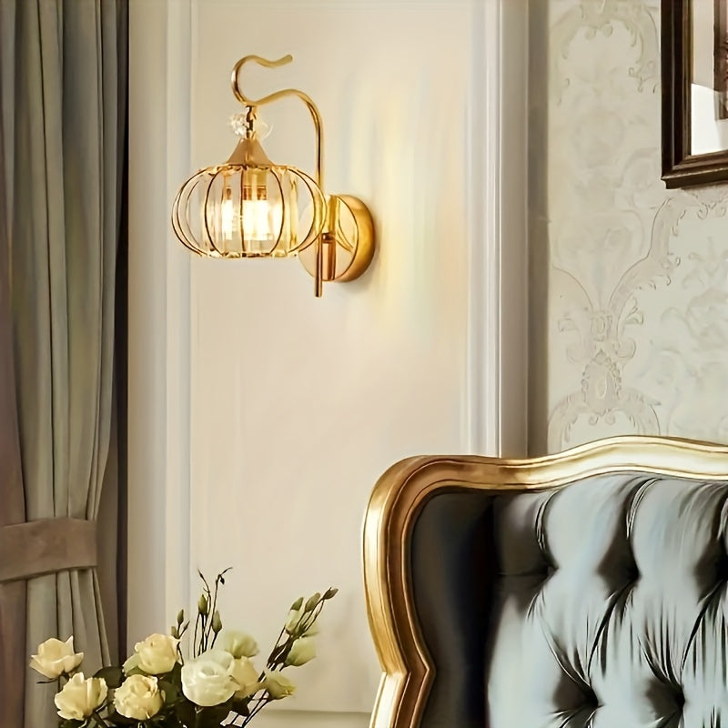 1pc Aplique de Pared de Hierro y Cristal Moderno, Aplique de Pared Ajustable con Cristales, Lámpara de Noche para Dormitorio, Iluminación Doméstica, Lámparas Modernas con Pantalla de Acrílico, Aplique de Pared para Sala o Pasillo E27 (Bombilla no Incluid