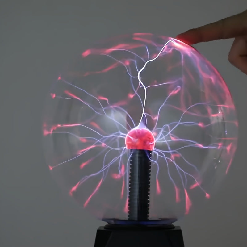 1 pieza de luz de bola de plasma con sensor táctil alimentada por USB - Efecto iónico vibrante, decoración de hogar art déco misteriosa, regalo perfecto para el hogar o la oficina, no requiere batería, base de plástico pulido con soporte negro, perfecta