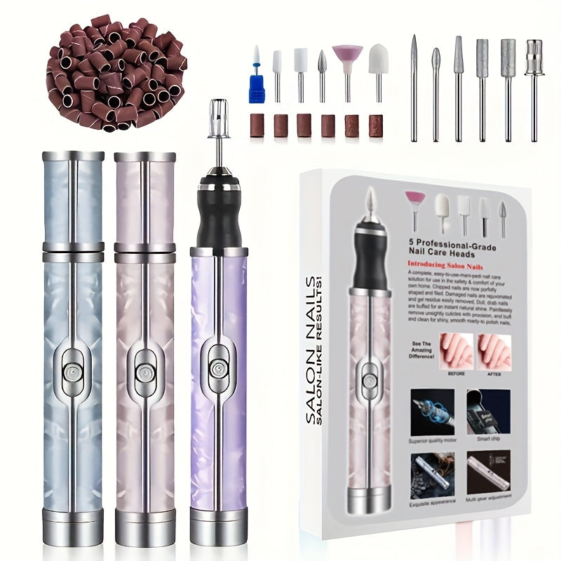 Lima eléctrica para uñas, kit profesional de manicura, herramienta para esmaltado de uñas con 18 cabezales reemplazables, ideal para cuidado de pies, pulido y remoción, regalo para mujeres, regalo para el Día de la Madre