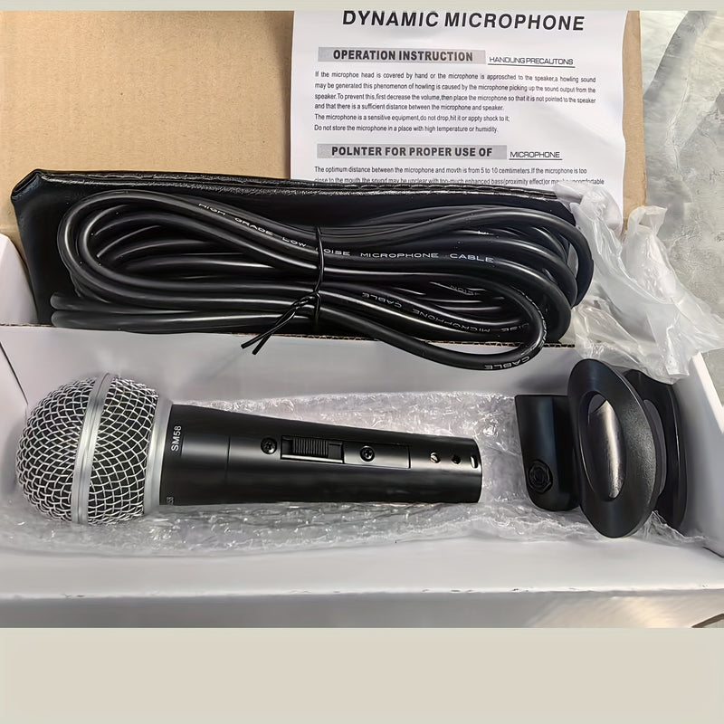 El micrófono dinámico SM58 es ideal para diversas ocasiones como presentaciones en vivo, fiestas, intercambios de conferencias, actividades escolares y servicios religiosos, capturando claramente las voces humanas