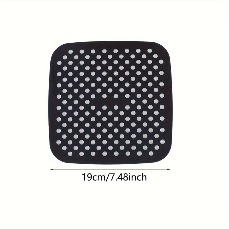 1pc Revestimiento de Silicona Reutilizable para Freidora de Aire - Fácil de Limpiar, Alfombrilla Antiadherente en Rojo y Negro, Perfecto para Cocinar Saludable, Compatible con la Mayoría de Freidoras de Aire, Accesorios para Freidora de Aire
