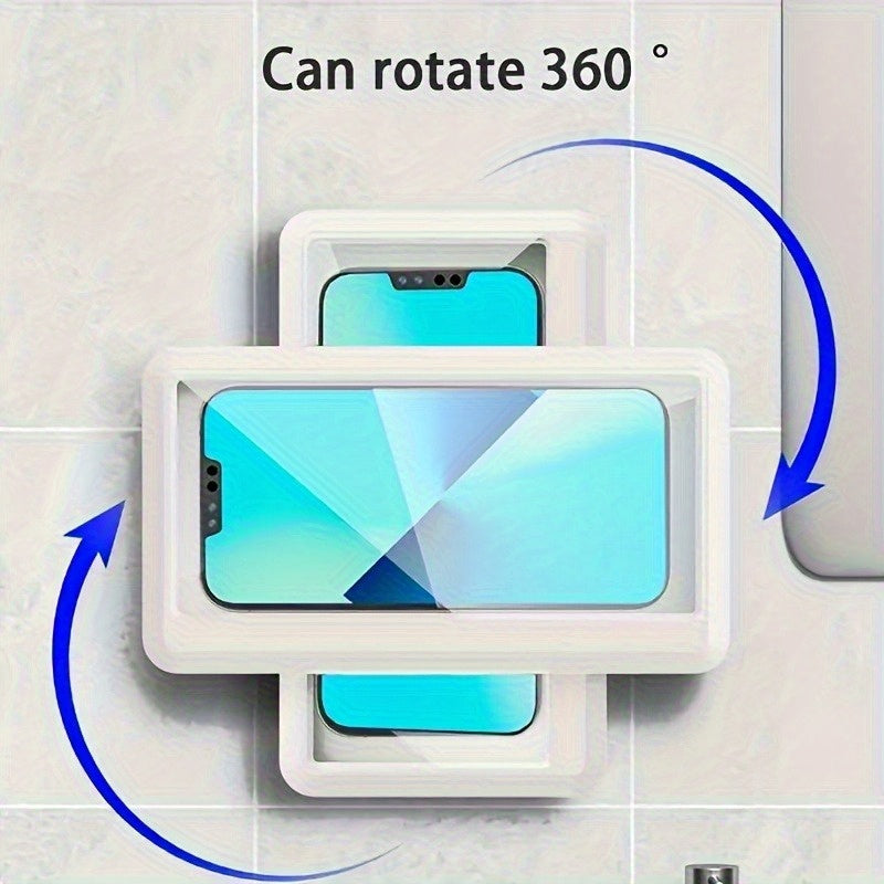 Soporte para teléfono en la ducha, resistente al agua, 360° giratorio, pantalla táctil, antiempañante, fácil de instalar con ventosa desmontable, ángulo ajustable, material ABS - ideal para baño, soporte para teléfono resistente al agua, diseño duradero