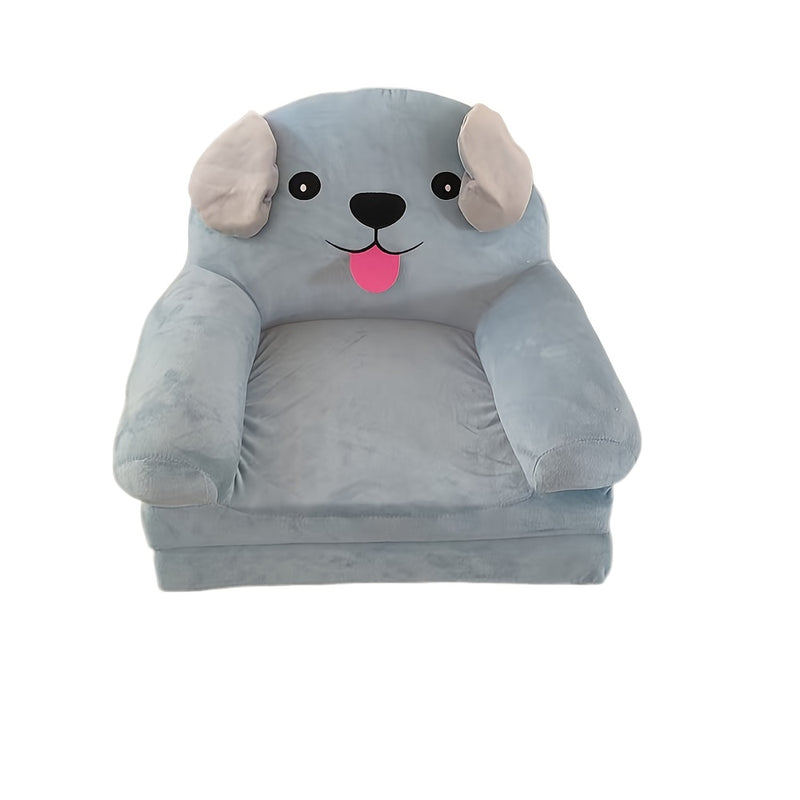 1pc Sofá de Peluche Convertible 2-en-1 con Temática Animal Adorable - Suave, Transpirable y Lavable con Espuma de Memoria y Asa Ancha, Plegable para Almacenamiento Fácil - Diseños de Perro Azul y Vaca Rosa para Leer, Relajarse, Dormir