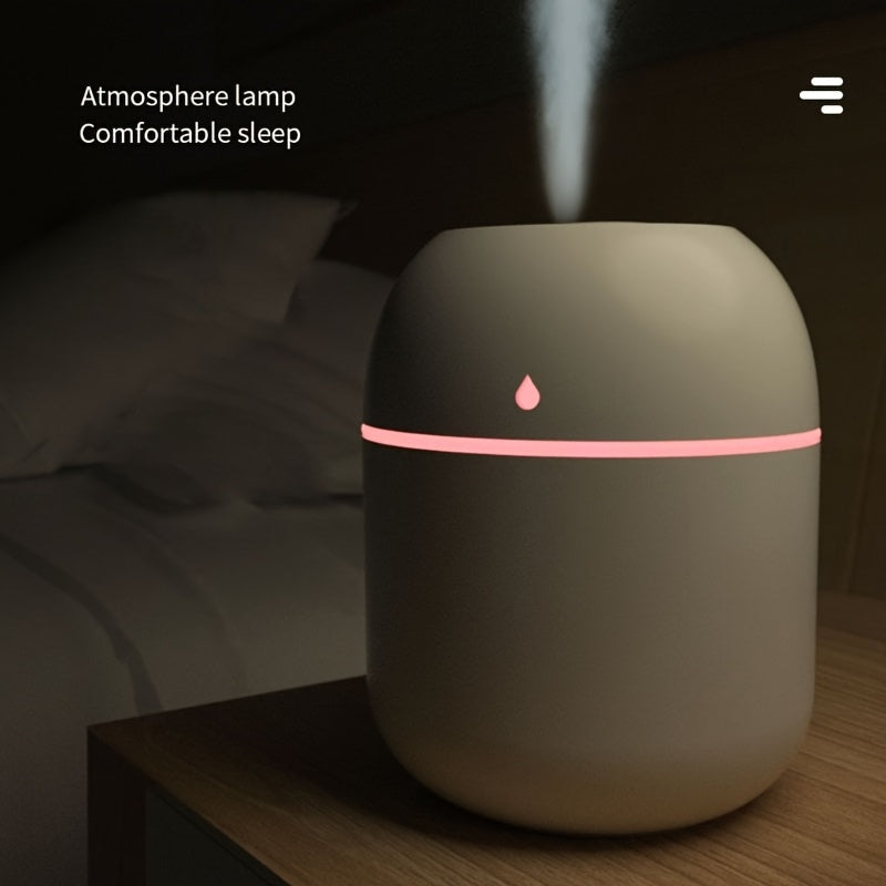 Mini Humidificador USB - Compacto y Personal con Funcionamiento por USB, Operación Silenciosa, Detalles en Blanco/Rosa - Ideal para Hogar, Oficina, Coche o Escritorio - Solución Esencial para Securares, Tos y Frío en Otoño e Invierno, Diseño Moderno y El