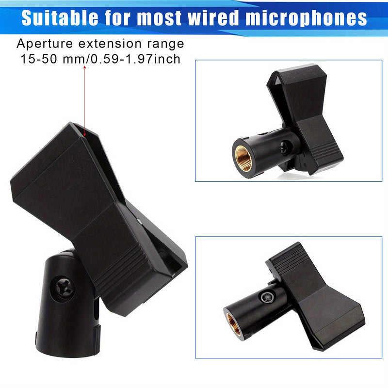 8 piezas de clips de micrófono HEBALG para soportes - Soporte de micrófono ajustable con 8 adaptadores, pinza de micrófono inalámbrico antideslizante, metal, conexión masculina de 5/8" a femenina de 3/8" para un soporte de micrófono seguro, accesorios de