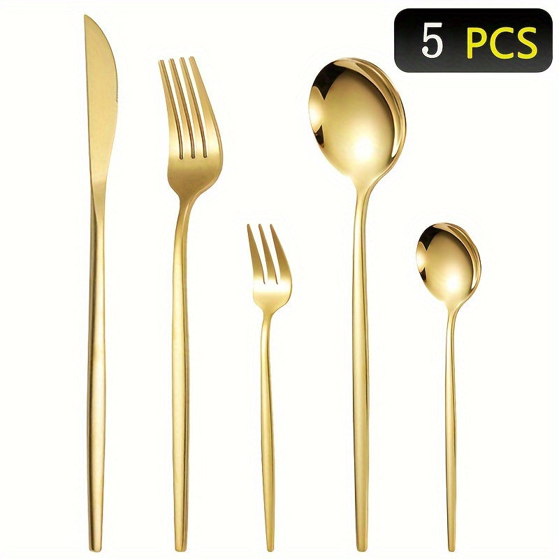 Juego de cubiertos de acero inoxidable, 30 piezas/5 piezas, caja de regalo a color, cuchillo, tenedor y cuchara, vajilla occidental, ideal para hogar, cocina, restaurante, hotel, boda y utensilios de cocina