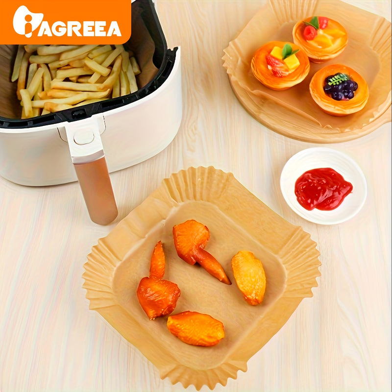 Forro de Papel Desechable para Freidora de Aire Cuadrado, 50pcs-200pcs, Papel de Silicona para Hornear, Papel de Pergamino Antiadherente, A Prueba de Fugas, Bandeja de Papel Especial para Freidora de Aire, A Prueba de Aceite y Agua, Hogar, Grado Alimenti
