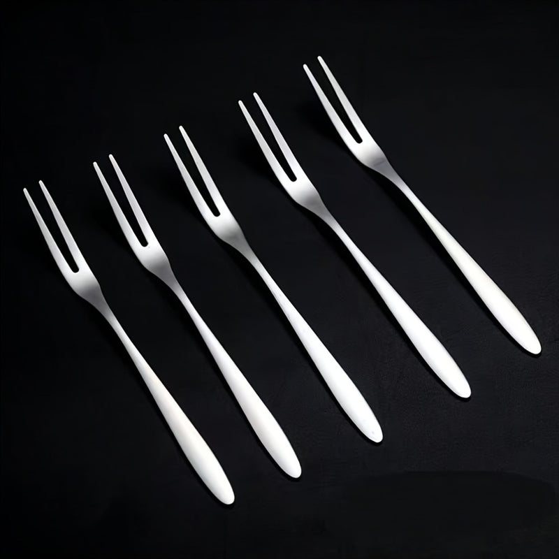 Juego de 6 tenedores de acero inoxidable, tenedores dobles, tenedores para cóctel, tenedores para aperitivos y tenedores para pastel