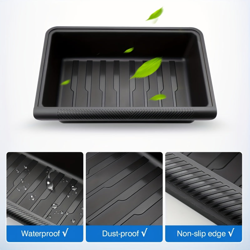 2-Pack para for TESLA Model Y 2021-2024 Impermeable para Asiento Debajo de la Caja de Almacenamiento con Organizador - Compartimento Oculto Deslizante del Lado del Conductor y del Pasajero, Material de Goma, Diseño Ahorro de Espacio