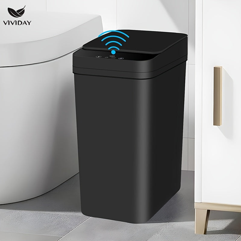 Bote inteligente, pequeño contenedor con tapa para uso doméstico, capacidad de 10 litros, adecuado para dormitorio, baño, oficina, sala de estar, sin batería, bote inteligente con sensor, bote automático de basura con succión eléctrica para baño y sala d