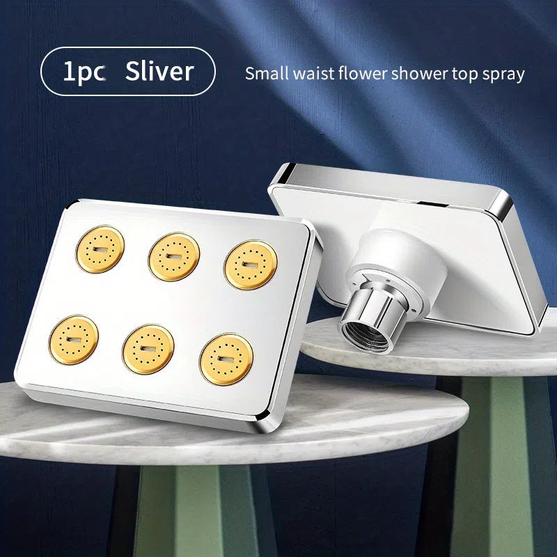 Rociador de Lluvia Deluxe de Alto Flujo, Montaje en Pared, Alta Tensión, Sin Necesidad de Energía, Diseño Clásico Cuadrado, Múltiples Opciones de Ducha, Experiencia Cómoda en el Baño, Accesorios para Ducha | Moderno Rociador | Superficie Suave, Accesorio