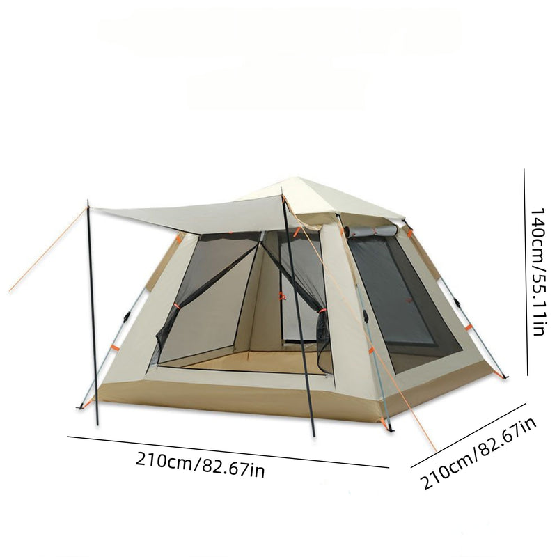 Tienda de Campaña para 8 Personas con Toldo - Montaje Rápido, Mosquitera, A Prueba de Viento, Todo-Tiempo, Beige, Protección UV, Sombra de Múltiples Bandas, Tela Oxford Duradera, Perfecta para Aventuras al Aire Libre, Accesorios para Campistas