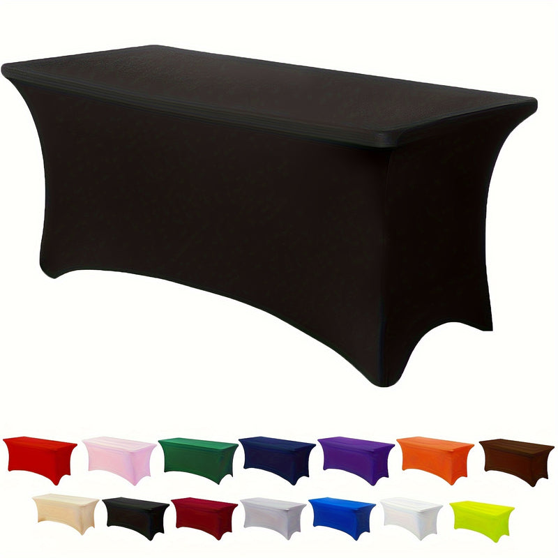 1 mantel rectangular de cobertura total, cubierta de mesa elástica de poliéster, mantel extensible lavable a máquina, cubierta ajustable resistente a arrugas, ideal para cocina, comedor, reuniones al aire libre, fiestas y eventos festivos