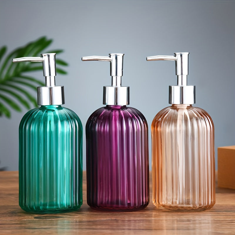 1pc Dispensador de jabón de vidrio, botella de loción de encimera de 400 ml con bomba, dispensador de desinfectante de manos para baño, botella vacía recargable para champú gel de ducha, accesorios de baño, decoración del hogar, muebles para el hogar